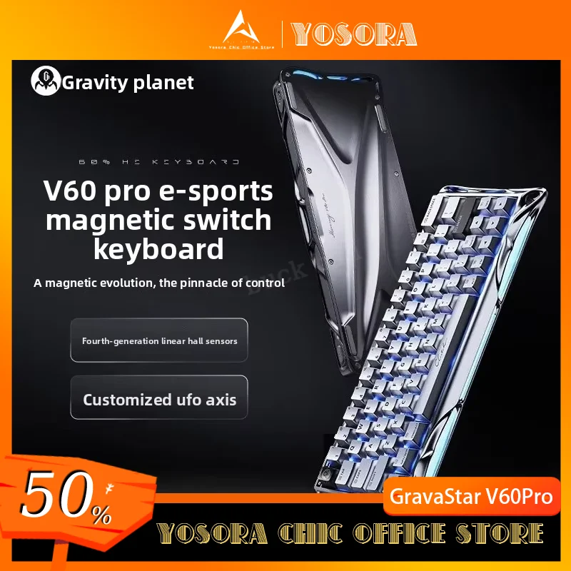 GravaStar V60Pro Magnetic Switch Keyboard V60 Gaming Keyboard RT0.005 8K Low Delay Gasket Aluminium Alloy E-sports PC Keyboards