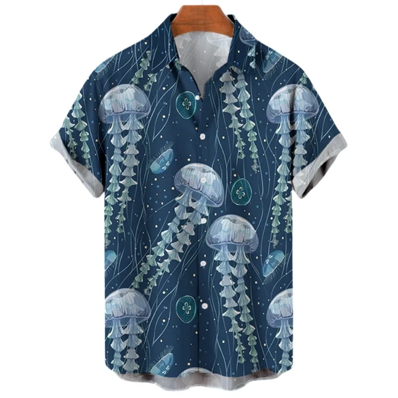 Men\'s Shirt Summer Hawaiian Shirt Patterned Shirt Aloha Shirt Landscape Stand Collar 3d Printed Casual Short Sleeve Button Print