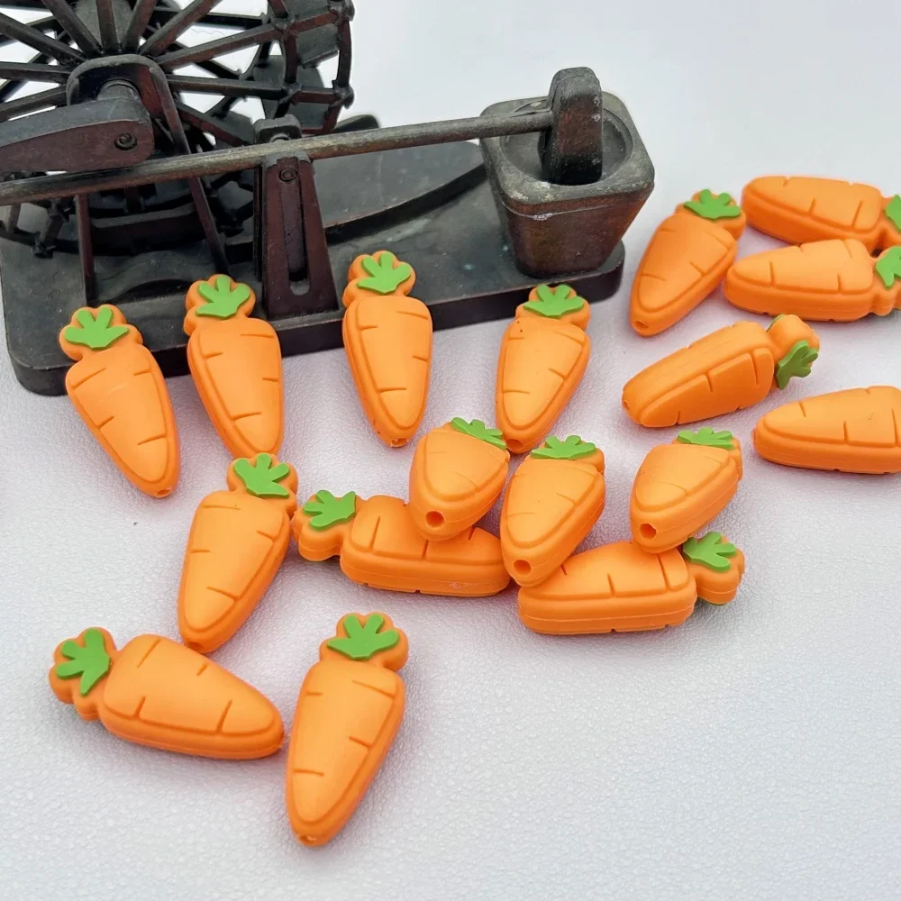 10PC Carrot Square Bead Teethe Baby DIY String Pen Bead Nipple Chains Jewelry Accessories Teethe Focal Beads Baby Silicone Bead