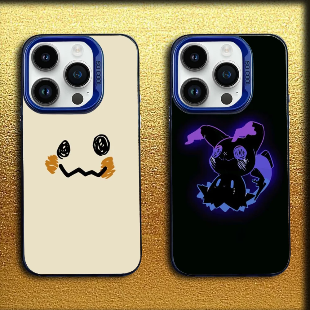 

Cute Simple M-MimikyuES-S Phone Case For iPhone 16,15,14,13,12,11,Mini,Pro,SE,MAX Blue Matte Silicone Cover