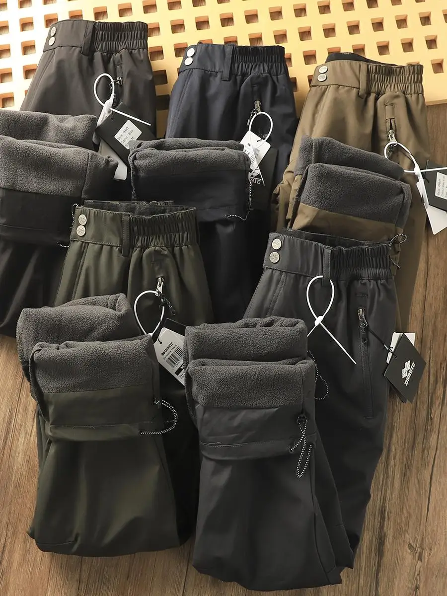 

Outdoor High-End Fce-Lined Thiened Windproof Waterproof Tactical Cargo Pants Men's Faion Urban Sle Long Straight Leg...