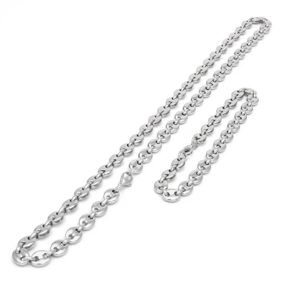 Coffee Bean Chains Necklaces For Men Women 100% Stainless Steel Waterproop Jewelry Never Change Color Gifts6-13MM