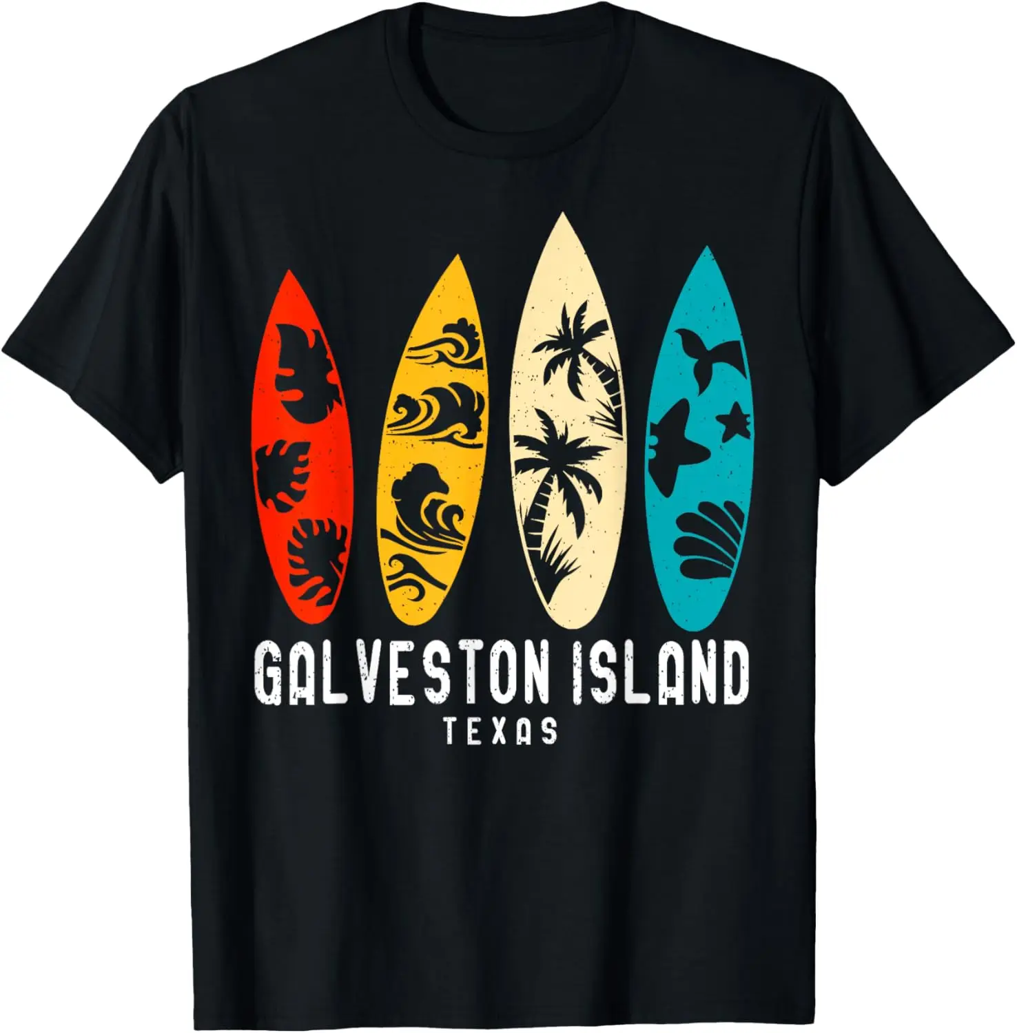 

Винтажная футболка Galveston Island Beach Texas Beach Surfing Surfboard
