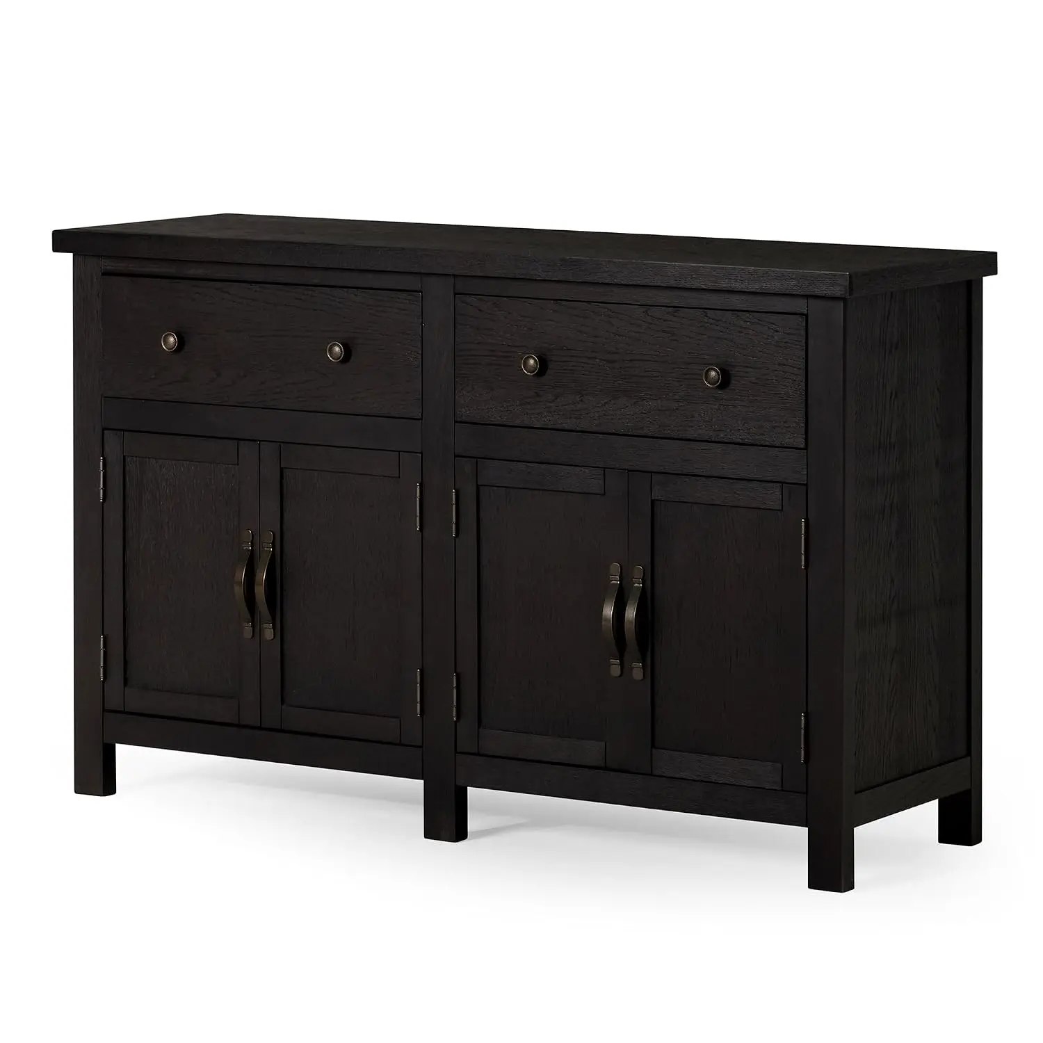 Rustic Large Wooden Sideboard Buffet Server Table with Doors for Kitchen Living Room Weathered Black Finish, Customized
