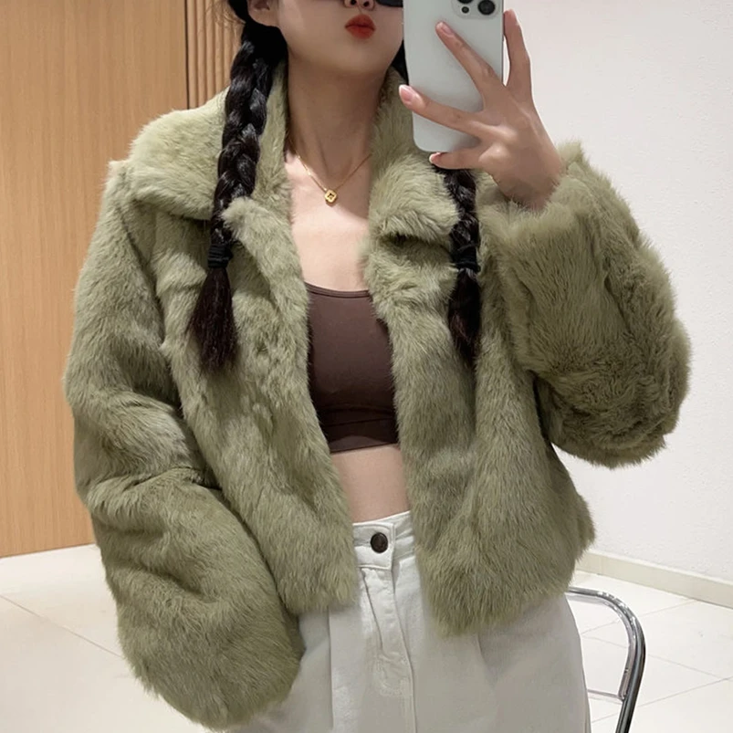 QUEENTINA Natural Fur Coat Women Winter Jacket Real Leather And Fur Short Women\'s Clothing Female Outerwears With 2024 Black