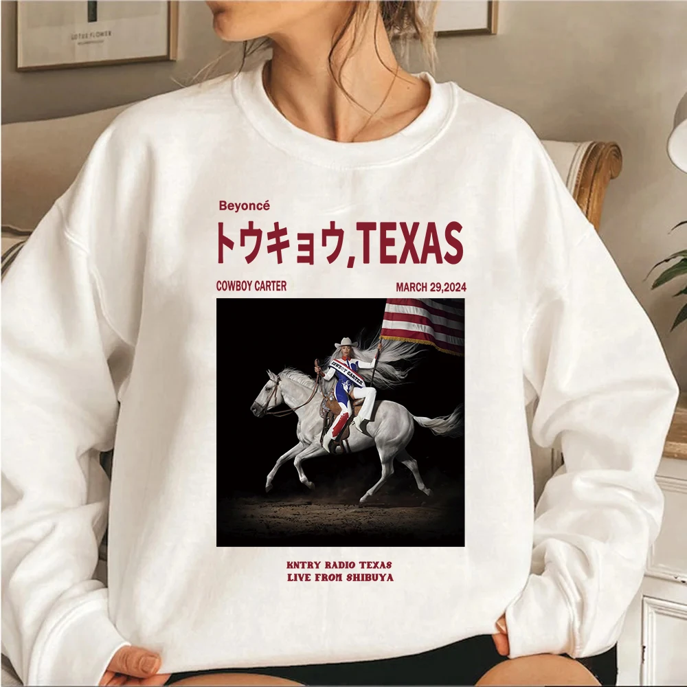 2024 Beyonce Cowboy Carter Album Sweatshirt Kntry Radio Texas Live From Shibuya Streetswear Hoodie Fans Gift