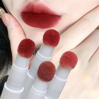 Korean Makeup Fluffy Velvet Soft Lip Glaze Liquid Lipstick Cream Matte Rose Red Pigment Waterproof Lasting Dye Cheek Lip Tint