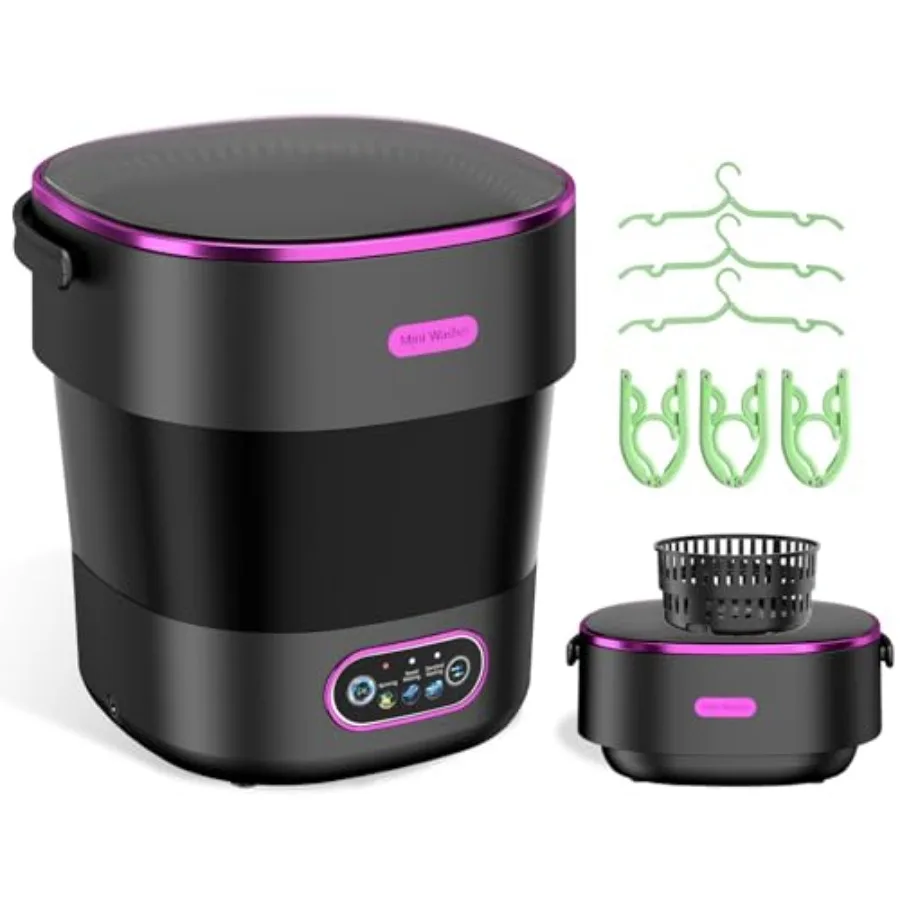 Portable Mini Washing Machine 16L Large Capacity Compact Laundry Machine with Folding Hanger for Underwear Baby Clothes Apartme