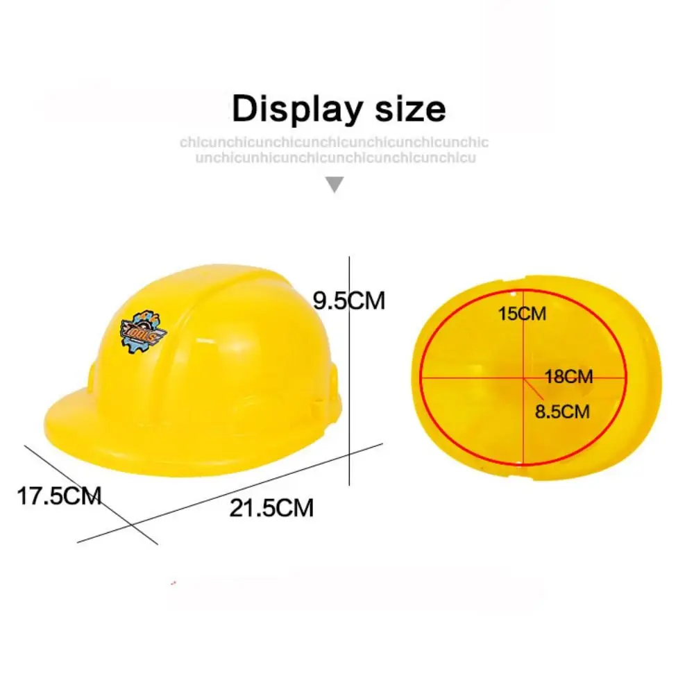 หมวกคนงานบ้านเล่นสีเหลืองพลาสติกอุปกรณ์ประกอบฉากคอสเพลย์เด็กวิศวกรรมก่อสร้างวิศวกรรมหมวกอุปกรณ์
