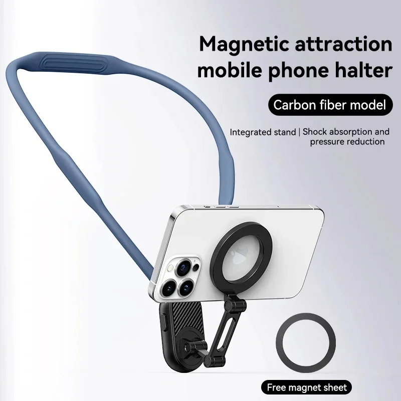 

Neck Mount Magnetic Phone Clip Rotation Phone Lazy Holder Universal Soft Wear Phone Accessory Shock Absorption Adjustable Holder