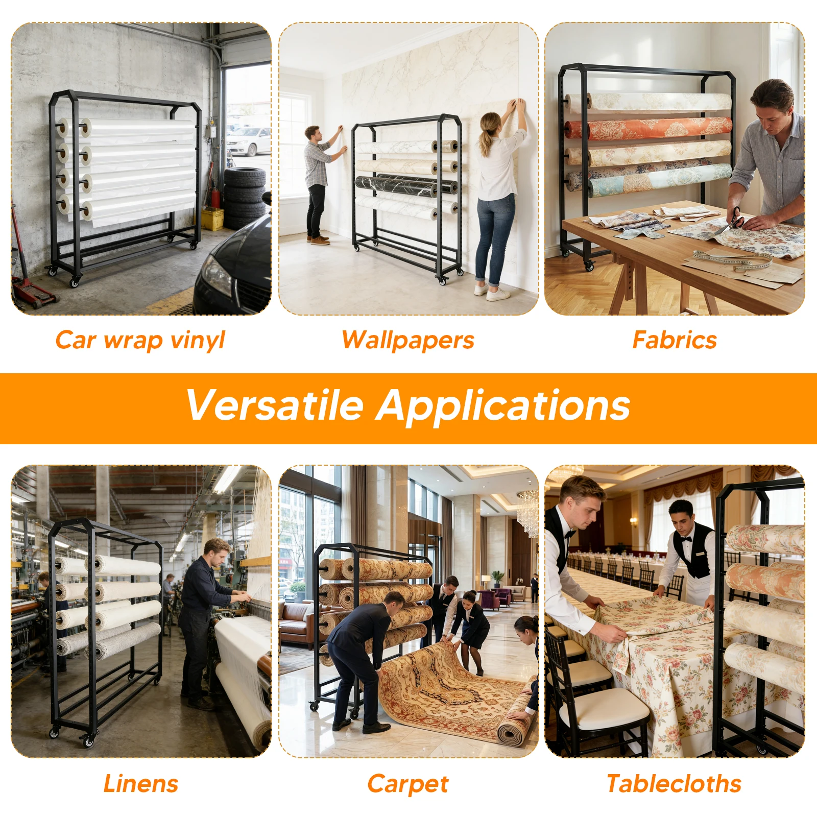 

Fabric Roll Storage Rack Floor-To-Ceiling Large Textile Fabric Display Rack Wear Resist for Curtain/Wallpaper/Tablecloth