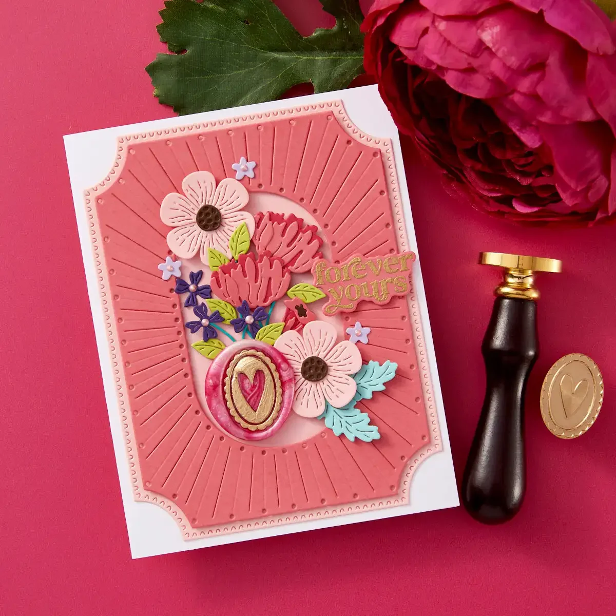 Craft Clearance Valentine\'s Day Bloom Heart Cutting Dies Clear Stamp Stencil Hot Foil Wax Stamper DIY Decorating Scrapbook