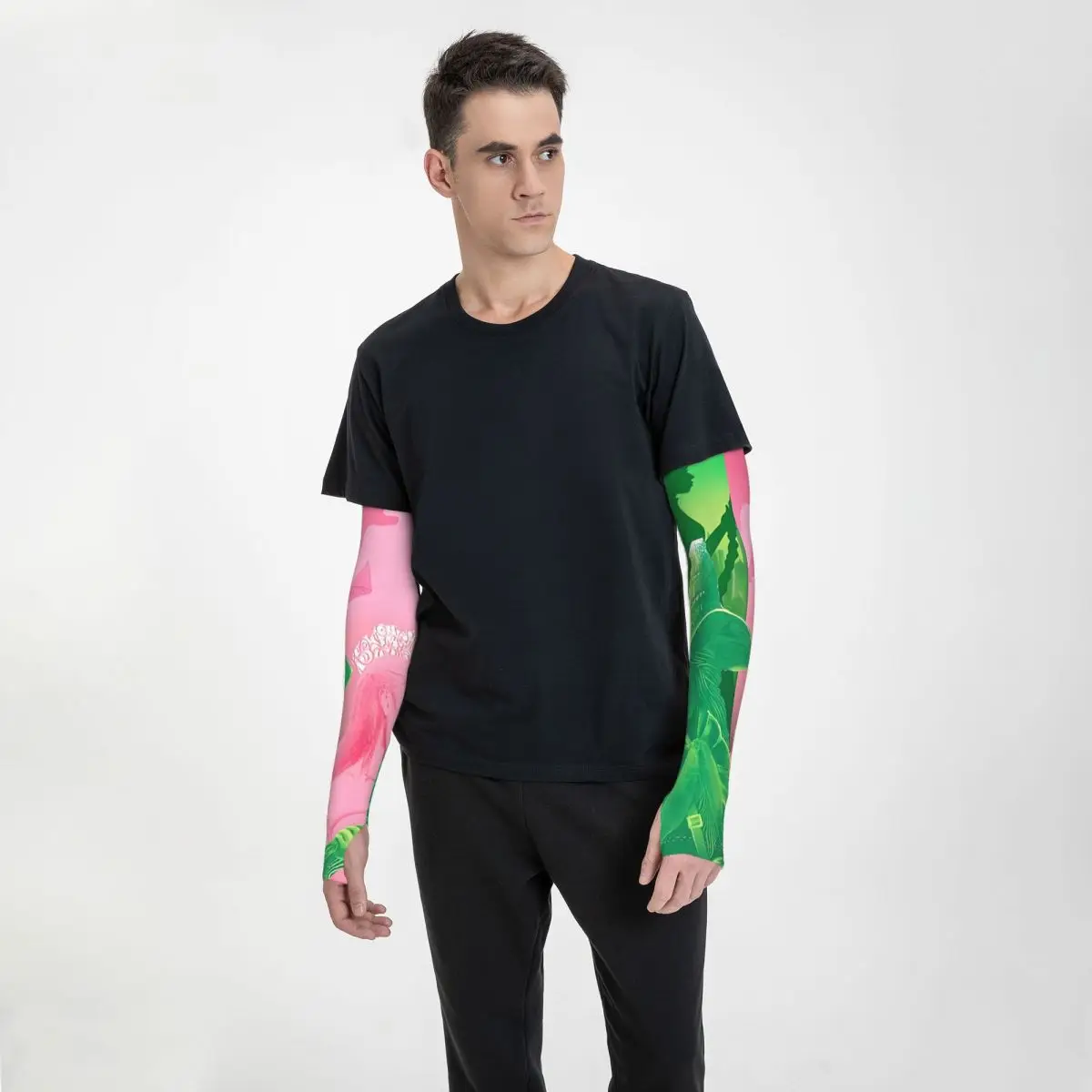 أكمام أذرع شريرة للاستخدام الخارجي، غطاء حماية من الأشعة فوق البنفسجية للشمس، أكمام وشم لركوب الدراجات من الحرير الجليدي