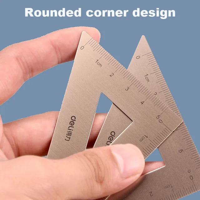Deli Metal Ruler School Drawing Measuring Triangle Ruler for Kids Learning Angle Straight Ruler Set Office Accessories Supplies 5 Deli Metal Ruler School Drawing Measuring Triangle Ruler for Kids Learning Angle Straight Ruler Set Office Accessories Supplies 5