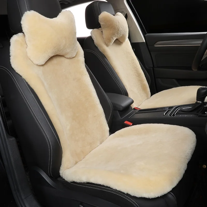 100% Natural Fur Sheepskin Universal car seat Covers for seat Cushion Accessories Automobiles, 3 Pack for 1 Front seat