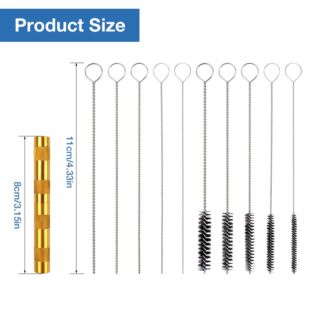 11pcs Airbrush Spray Gun Nozzle Cleaning Set Needle Brush Repair Tool with Stainless Steel Handle Precision Kit Car Motorcycle