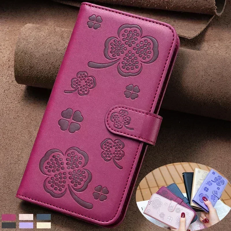 For OPPO A92 CPH2059 Case Magnetic Leather Cover Flip Case on For OPPO A92 A74 A52 A74 A54 A72 A94 A93 Lucky Grass Wallet Cover image 2