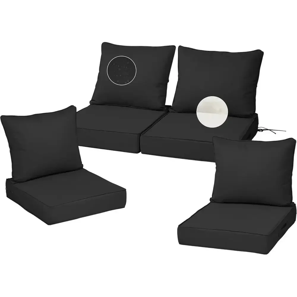 Outdoor Chair Cushions, 28.5x28.5, High-Density Foam, Water-Resistant, UV Protected, Black