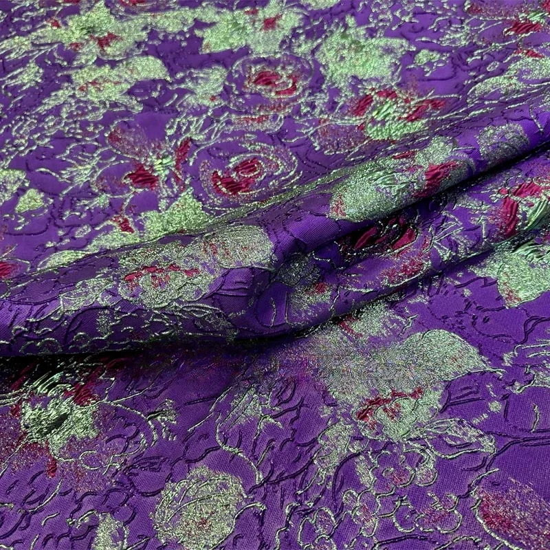 3D Floral Jacquard Brocade Fabric New Chinese Style Gold Wire Embossed Textured for Dress DIY Fabrics for Sewing Alibaba Express