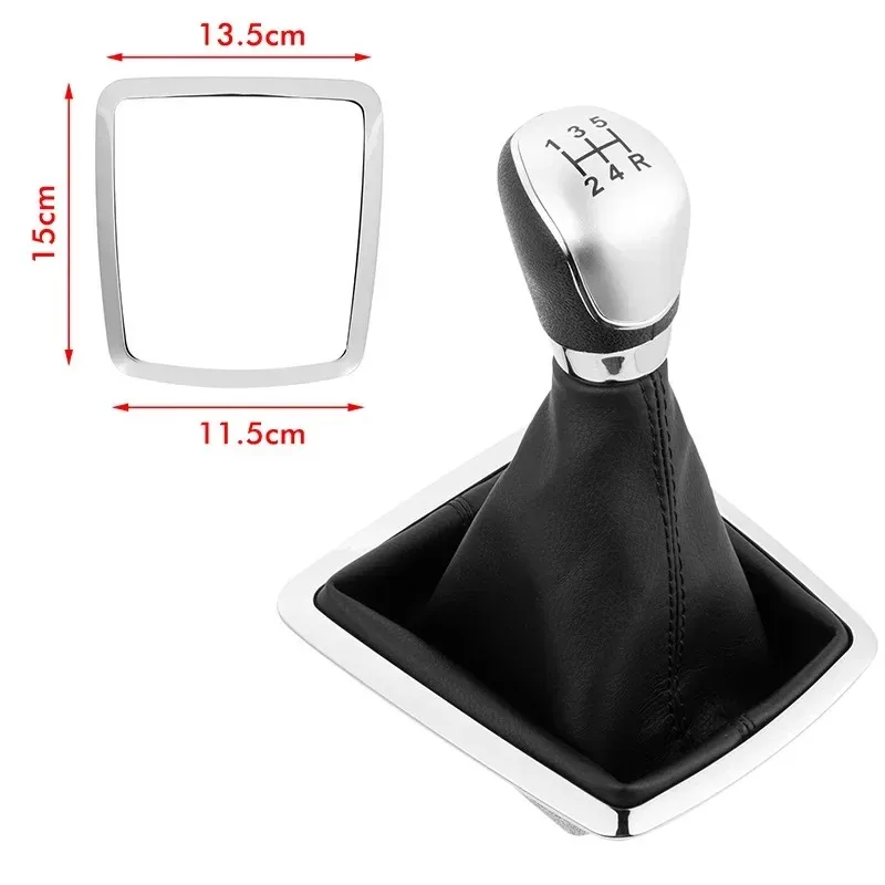 for Ford Focus 2 MK2 FL C-MAX 2006-2011 Gear Shifter Knob Lever Manual 5/6-Speed Galaxy with Leather Dustproof Cover