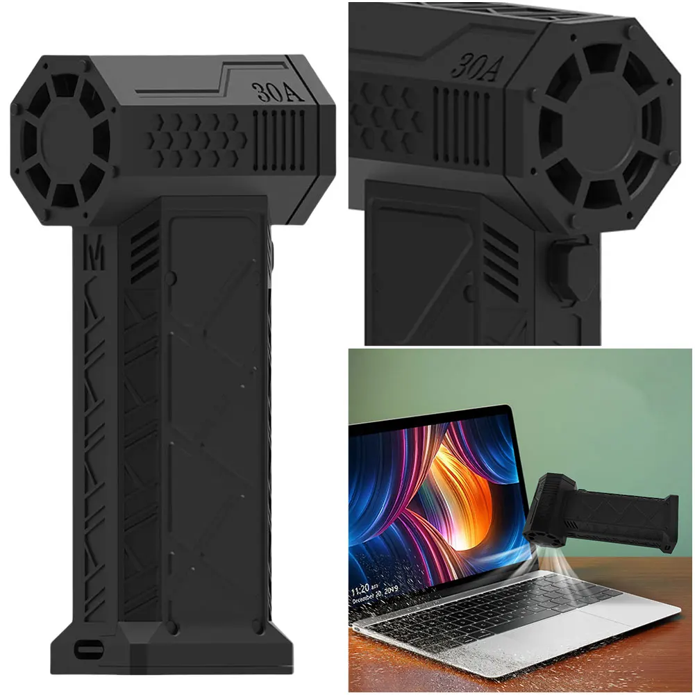 130000 RPM Brushless Motor Mini Turbo Jet Fan USB Rechargeable Powerful Blower Air Duster for Computer Keyboard PC Car