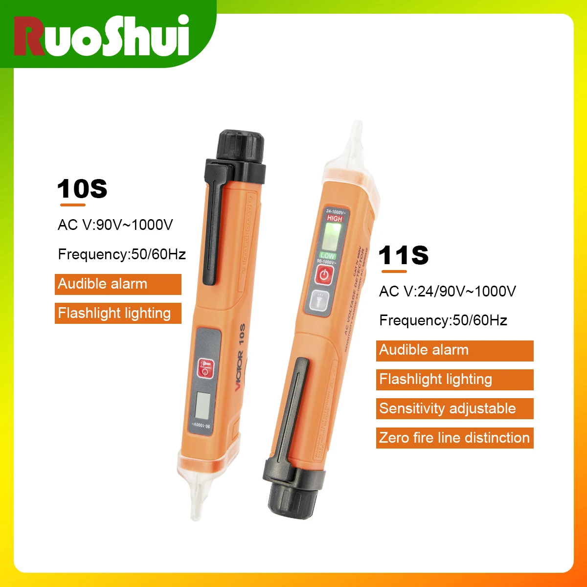 Non-contact Voltage Tester Adjustable Sensitivity Voltage Finder Detector Pen Alarm Range 24/90V-1000V and Live/zero Line Judgme
