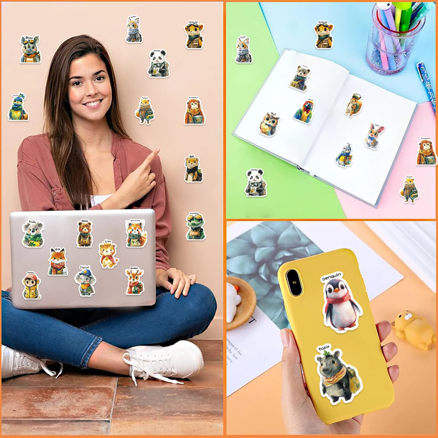 50pcs แฟนตาซีสัตว์การ์ตูนคลิปสติกเกอร์ศิลปะ Graffiti ตกแต่ง DIY สมุดภาพความงามสติกเกอร์แพ็คสําหรับขวดน้ํารถ