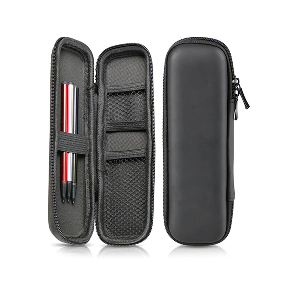 ペン用のポータブル収納ボックス,黒と赤,ハードシェルペン,保護および携帯電話用の多機能ペン