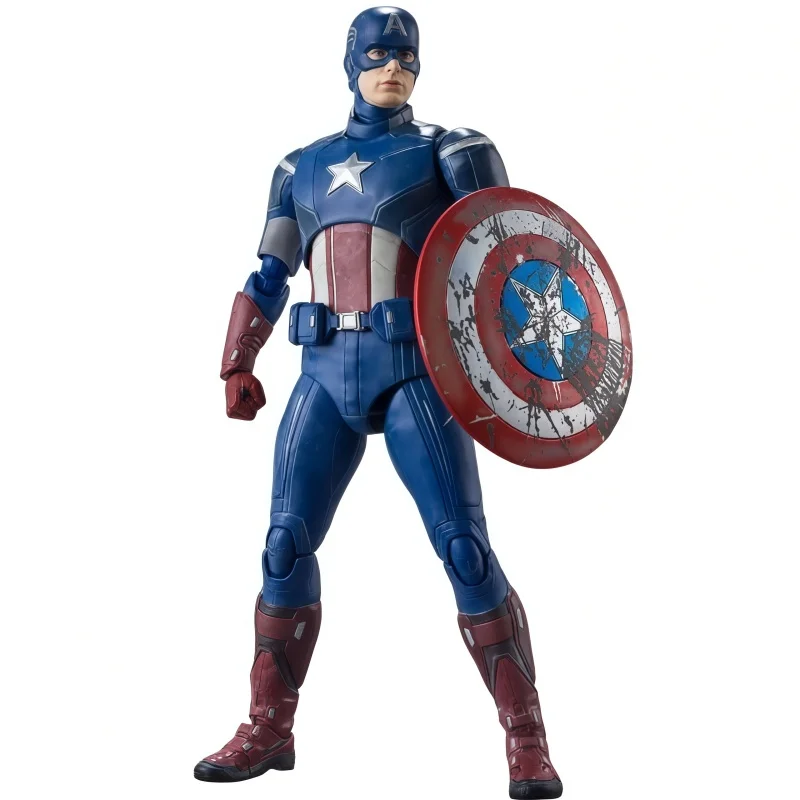 Figurka Akcji Bandai SHF Marvel Movies Captain America Battle Damage Oryginalne Opakowanie Model Kolekcjonerski Zabawki Prezent Dostępna od Ręki