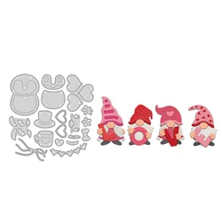 MangoCraft Cute Heart Gnomes Cutting Dies Valentine's Day DIY Scrapbooking Supplies Metal Dies Knife Mold For Cards Albums Decor