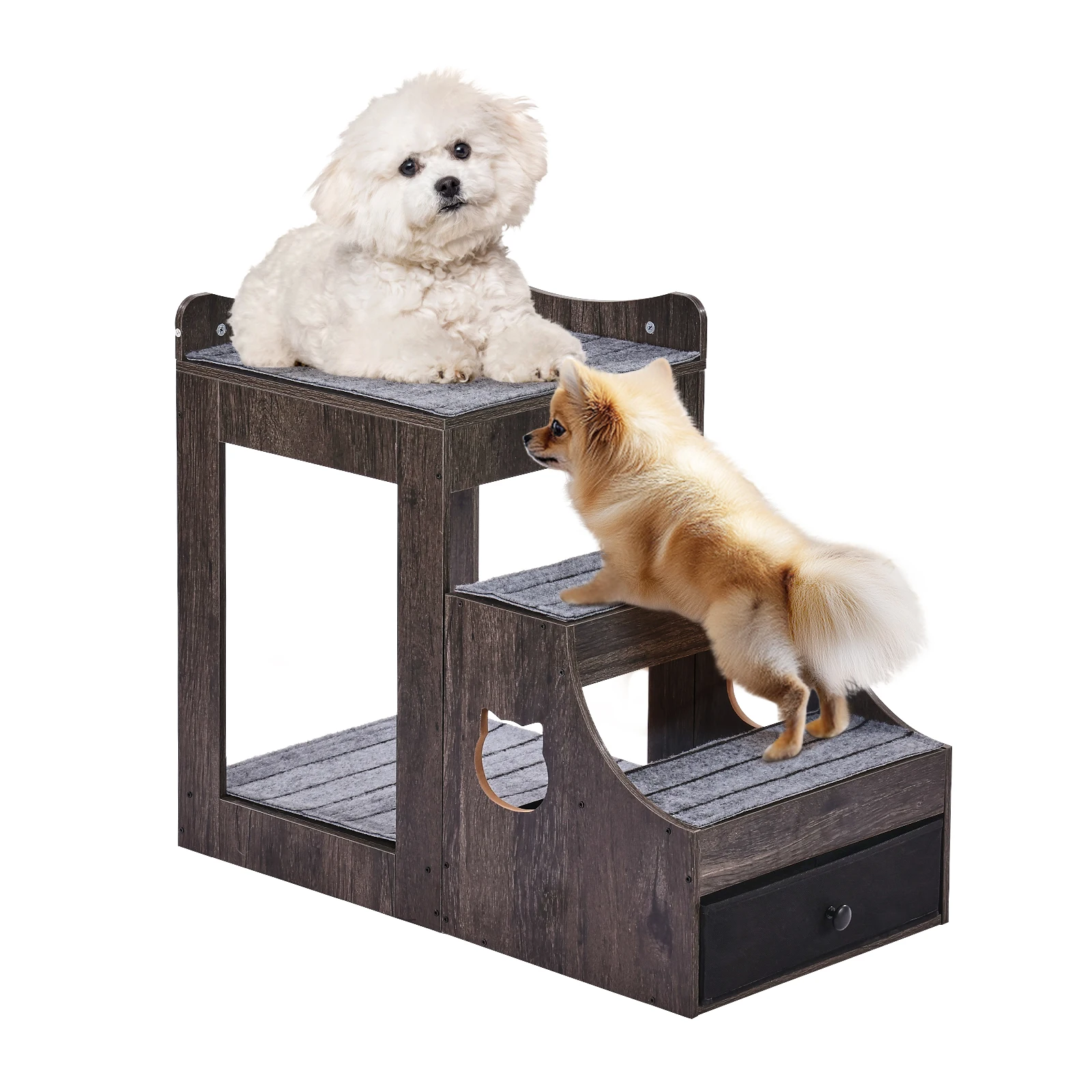 Multi Level Pet Bunk Bed with Stairs and Storage