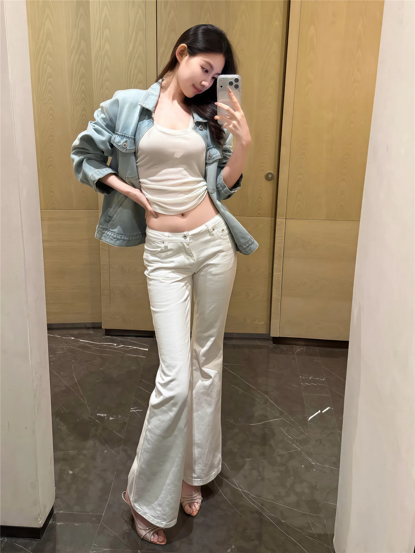 

Джинсы-клеш Cleanfit белые, удлиненные, с низкой посадкой, для высоких женщин, весенние, стройнящие, в пол