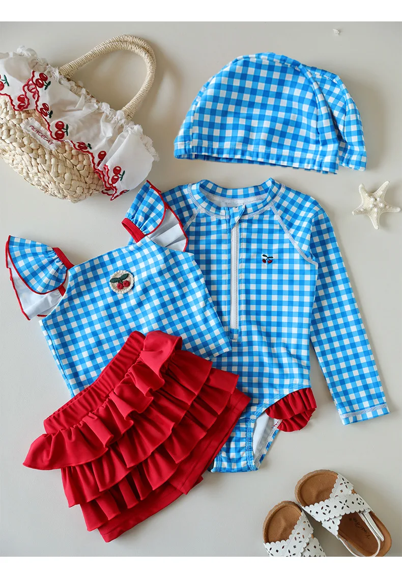 RED CHERY Swimwear Sets Long Sleeve Sunproof Beach Vacation Bikini Children Swimwear Sf98f30e20d0645ab977f5f14c5ce2fa6H