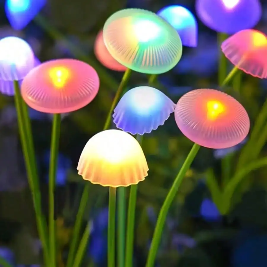4 Solar-Powered Jellyfish Path Lights, Outdoor Garden Swaying LED Lights, IP44, Automatic On/Off, Solar Courtyard Lawn, Patio, Garden Decorative Lights