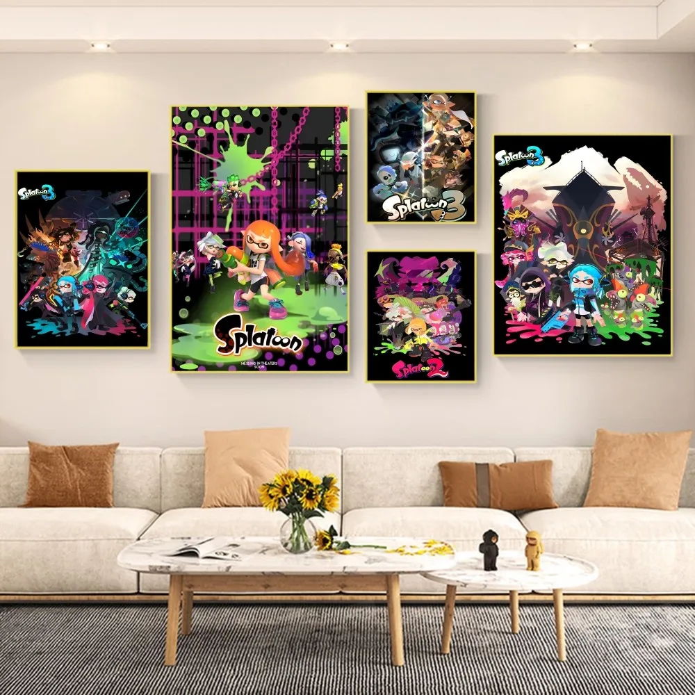 Game Splatoon 3 Poster Anime Posters Sticky Vintage Room Home Bar Cafe Decor Kawaii Room Decor