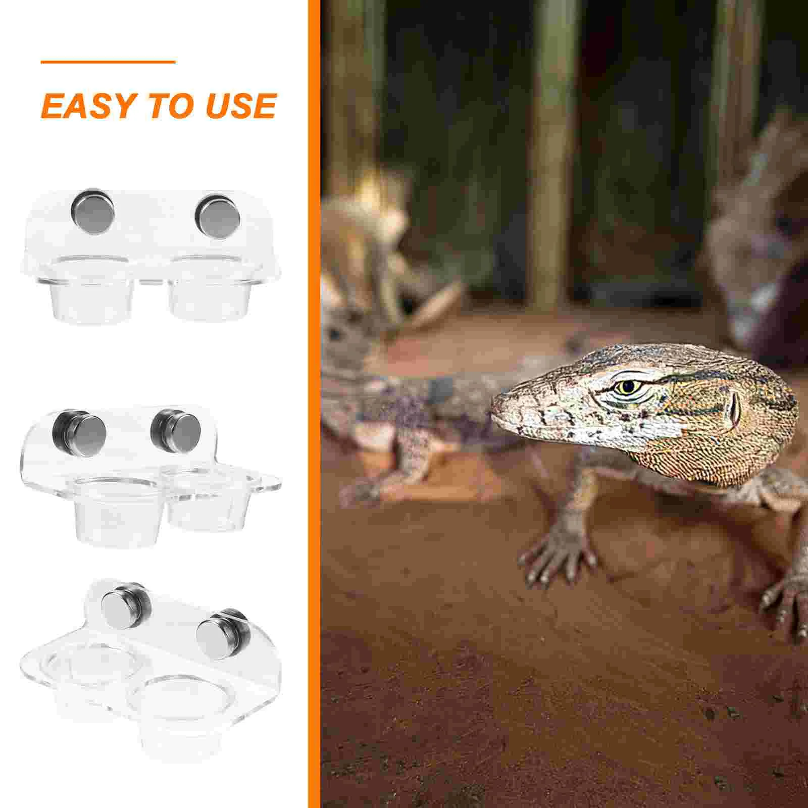 Magnetic Water Feeder Gecko Reptile Dish Bowl Feeding Cup Ledge Crawl for Tortoise Snake