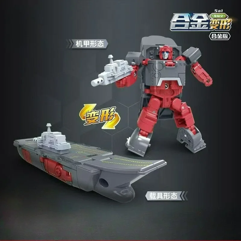 5-in-1-Legierung Transformation Roboter-Militärpanzer Flugzeug Kriegsschiff kombiniertes STEM-Spielzeug für Jungen, Original-Actionfigur zum Sammeln, Geschenk