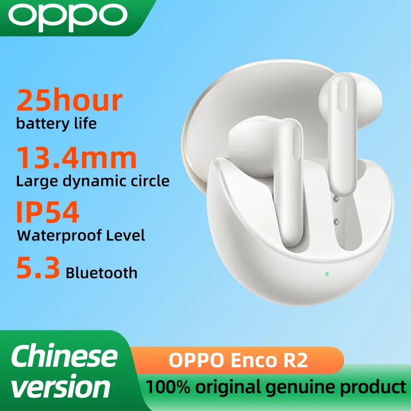 Original OPPO ENCO R2 headset wireless bluetooth 5.3 earplug AI noise reduction HIFIIP54 is suitable for OPPO Reno 9 Reno 10.