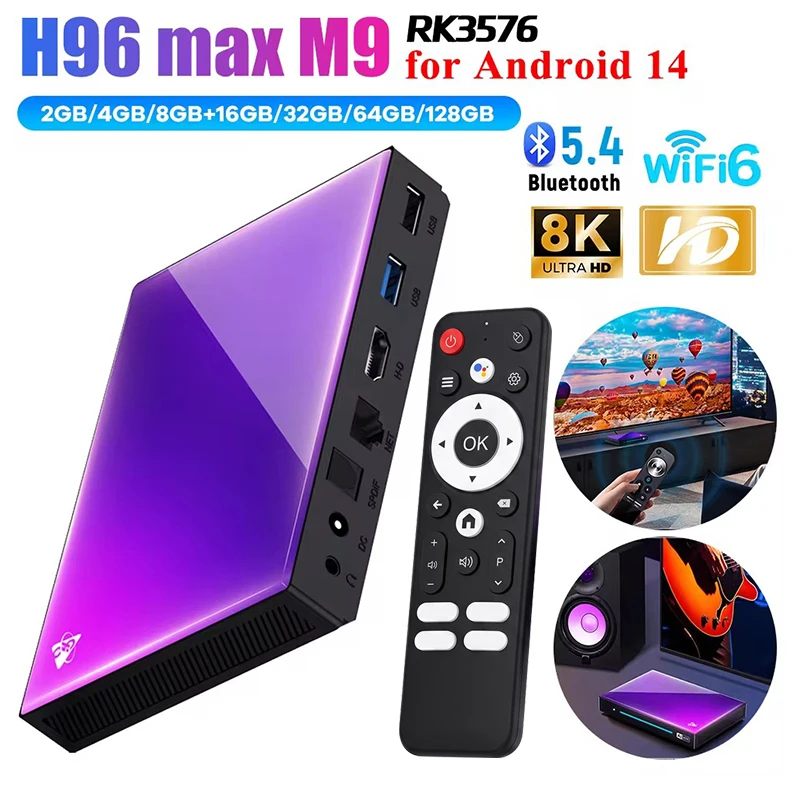 NEW H96 MAX M9 Smart TV Box Android 14 RK3576 8-Core 5G WiFi6