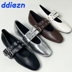 Spring Female Buckle Strap Footwear Ballet Flats Fashion Women Dance Shoes Round Toe Ladies Flats With Lolita Shoes