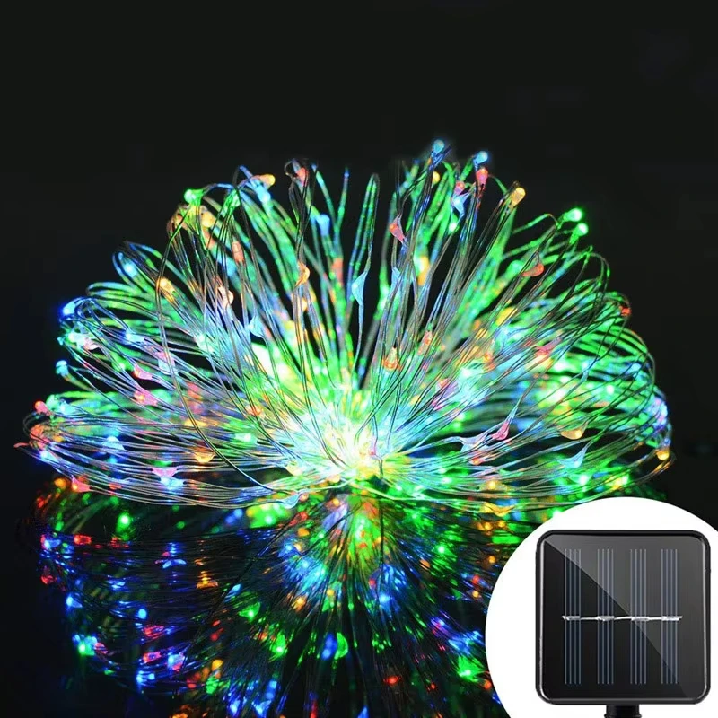 100/200 LED Solar LED Light Waterproof LED Copper Wire String Holiday Outdoor LED Strip Christmas Party Wedding Decoration