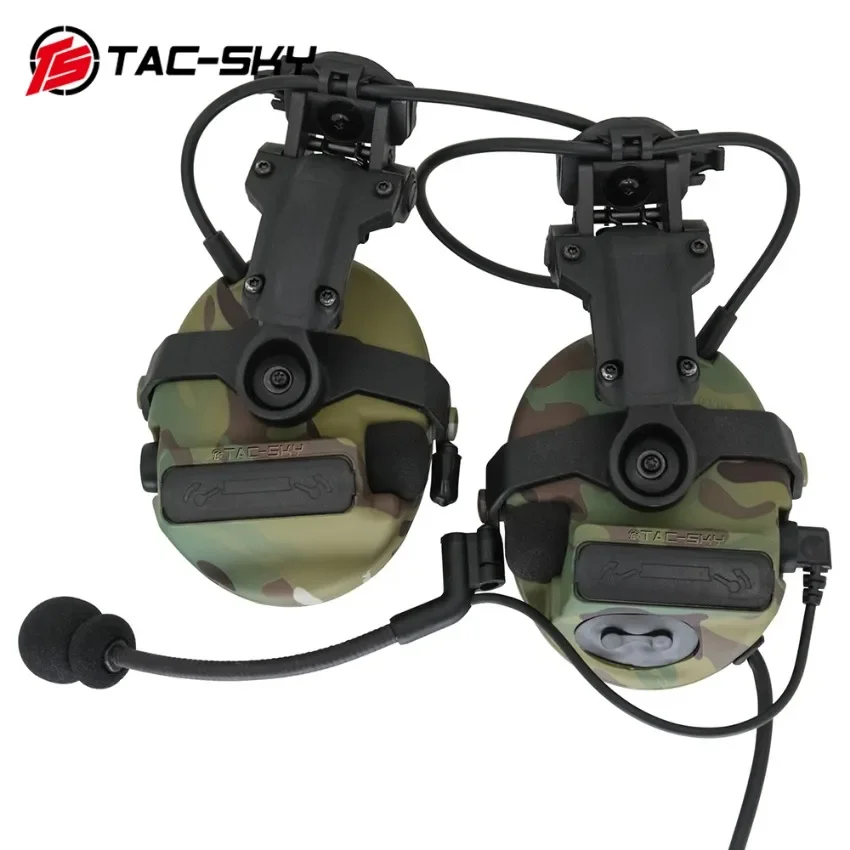 

TS TAC-SKY Tactical Headset COMTAC III Electronic Shooting Earmuffs Helmet ARC Rail Mount Version Airsoft Tactical Headset