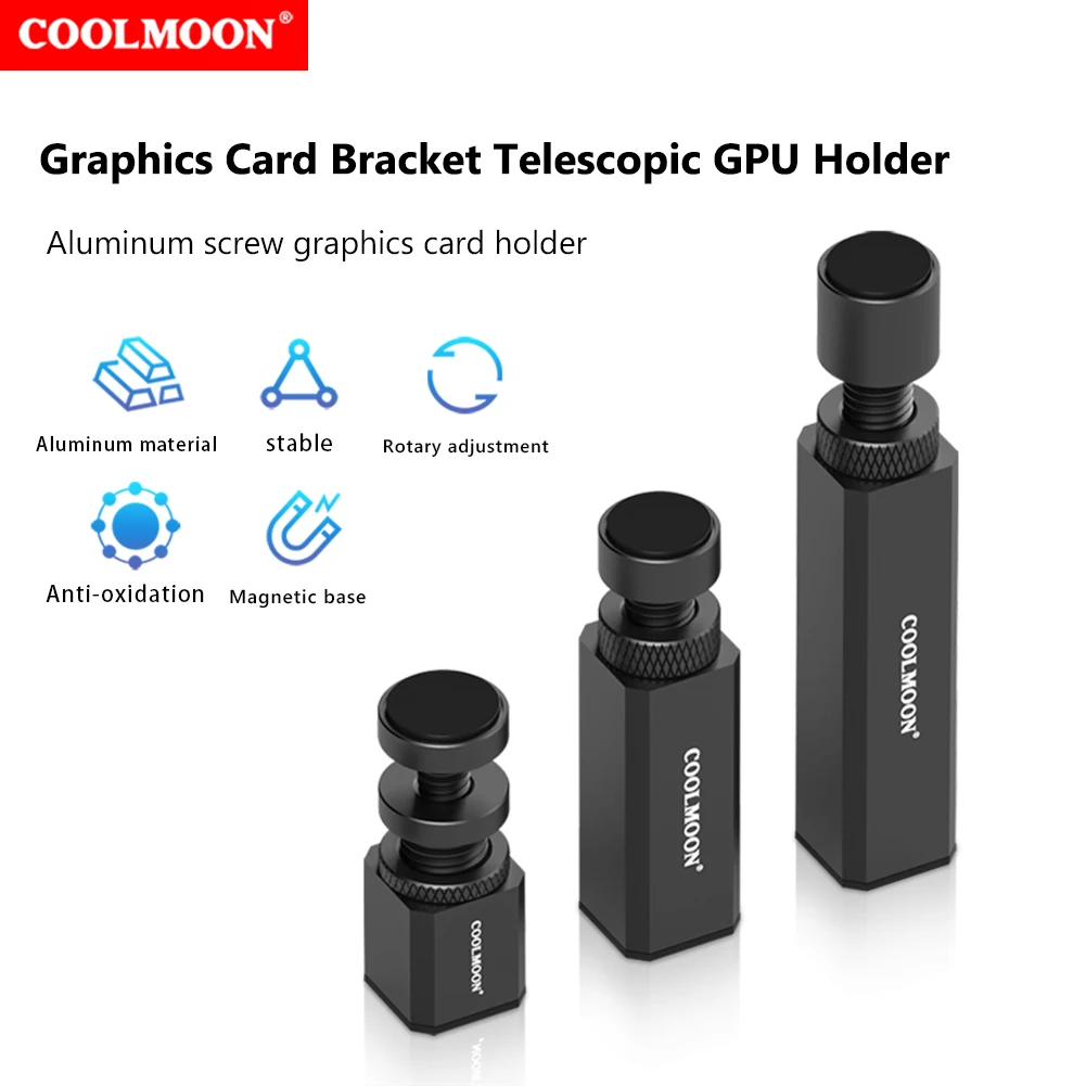 

COOLMOON Graphics Card Support Telescopic Spiral Graphics Card Support Bracket Magnetic Base Non-slip for ATX/M-ATX/ITX Chassis