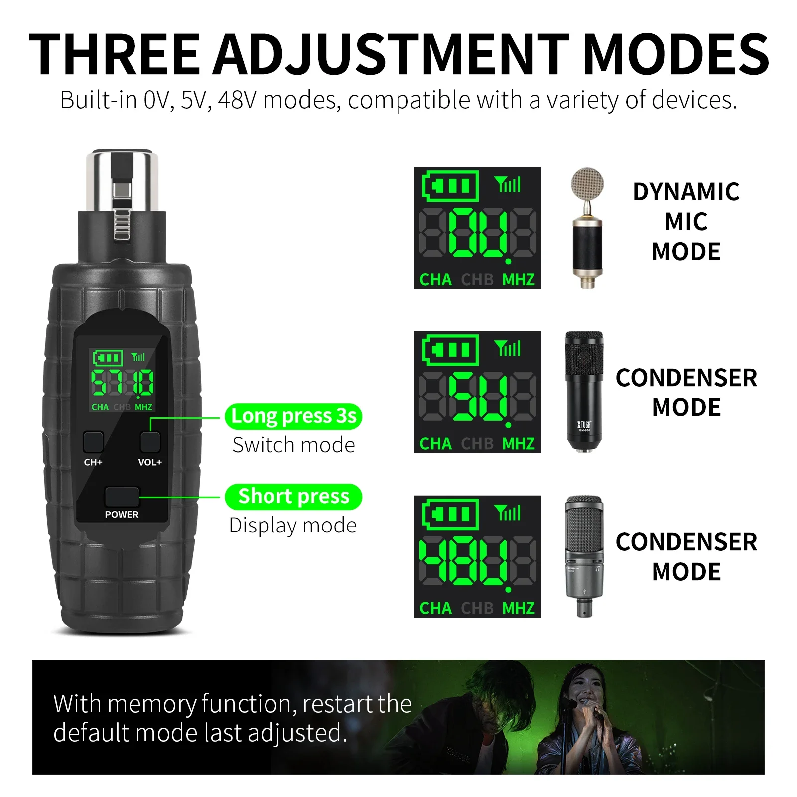 GPUB U-95 XLR Sistema di trasmettitore di trasmissione wireless Microfono dinamico portatile Microfono adattatore cablato a wireless