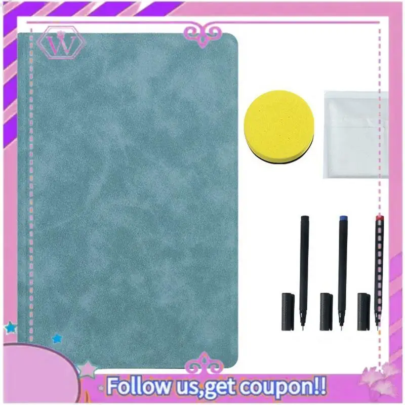 Quadro branco pequeno apagável A5 caderno de couro portátil rascunho livro escrita de couro