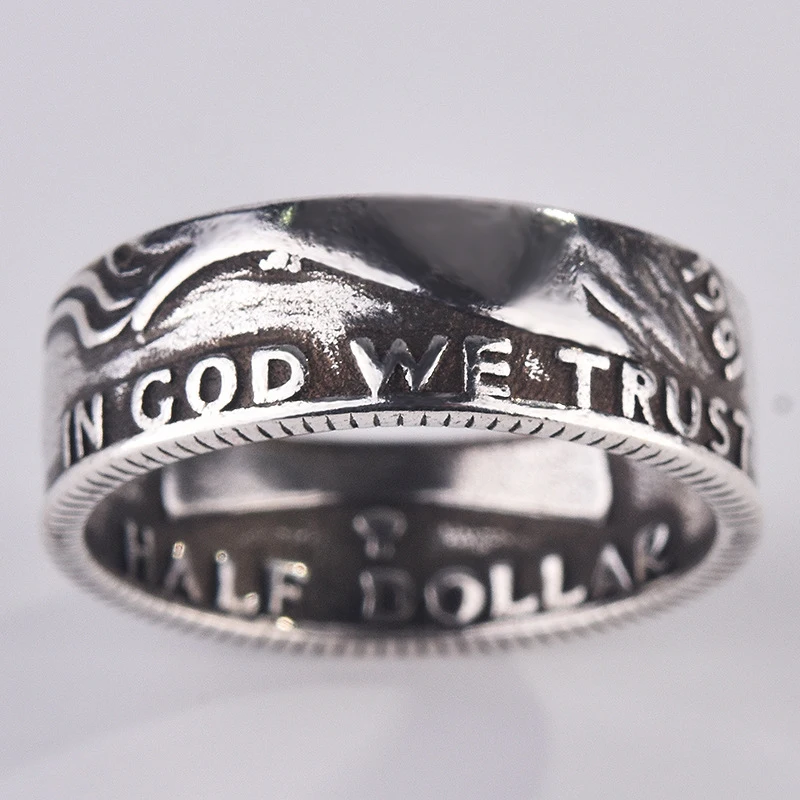 Vintage Fashion Letter Pattern Rings for Men Antique Silver Color Ring Male Wedding Band Engagement Jewelry Punk Men's Wholesale