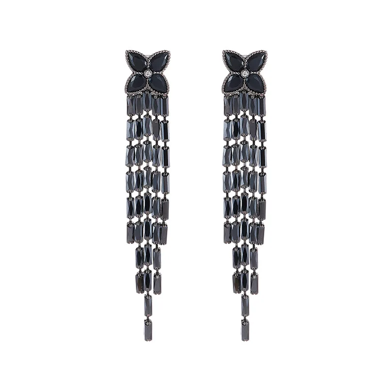 

Luxurious Zircon Long Tassel Earrings S925 Silver Needle for Banquet Dress Exquisite Elegant Jewelry Accessory LYS314