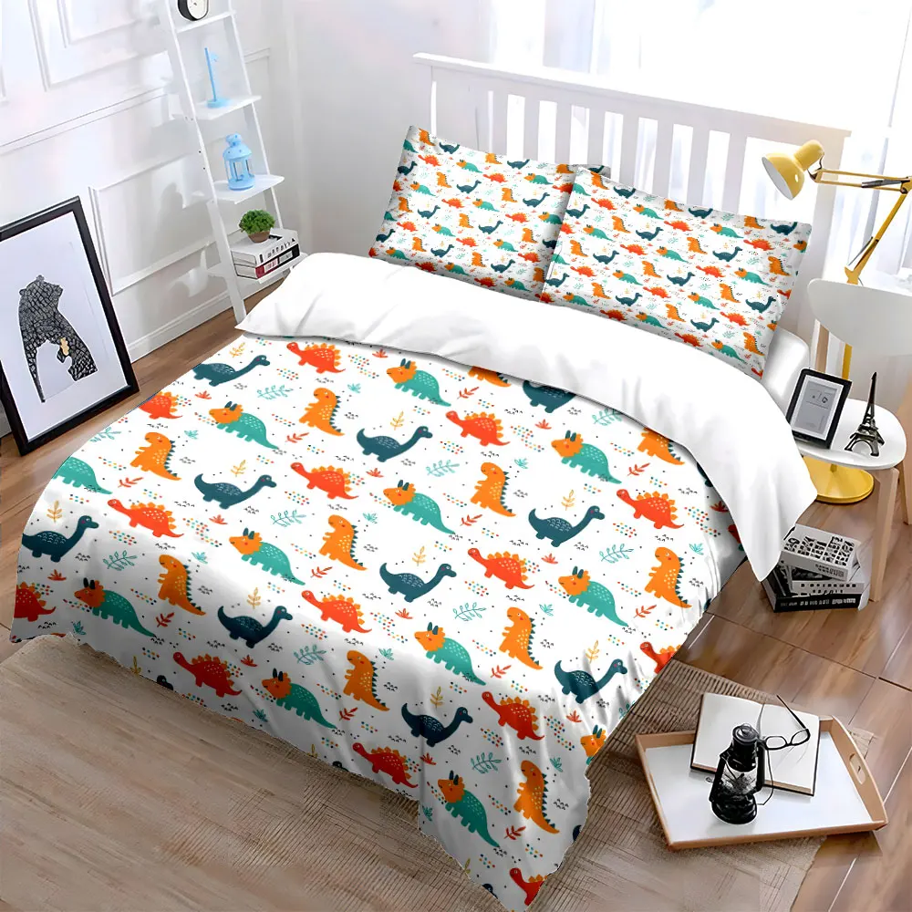 Cartoon Dinosaur Bedding Set Kids Multiple sizes kid's and adults' bedroom Exquisite 3PC bedding set, gift
