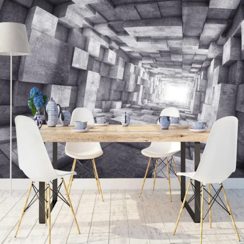 Home Improvement 3D Wall Paper Rolls Waterproof Silk Wallpaper for walls Three-dimensional extended space tunnel