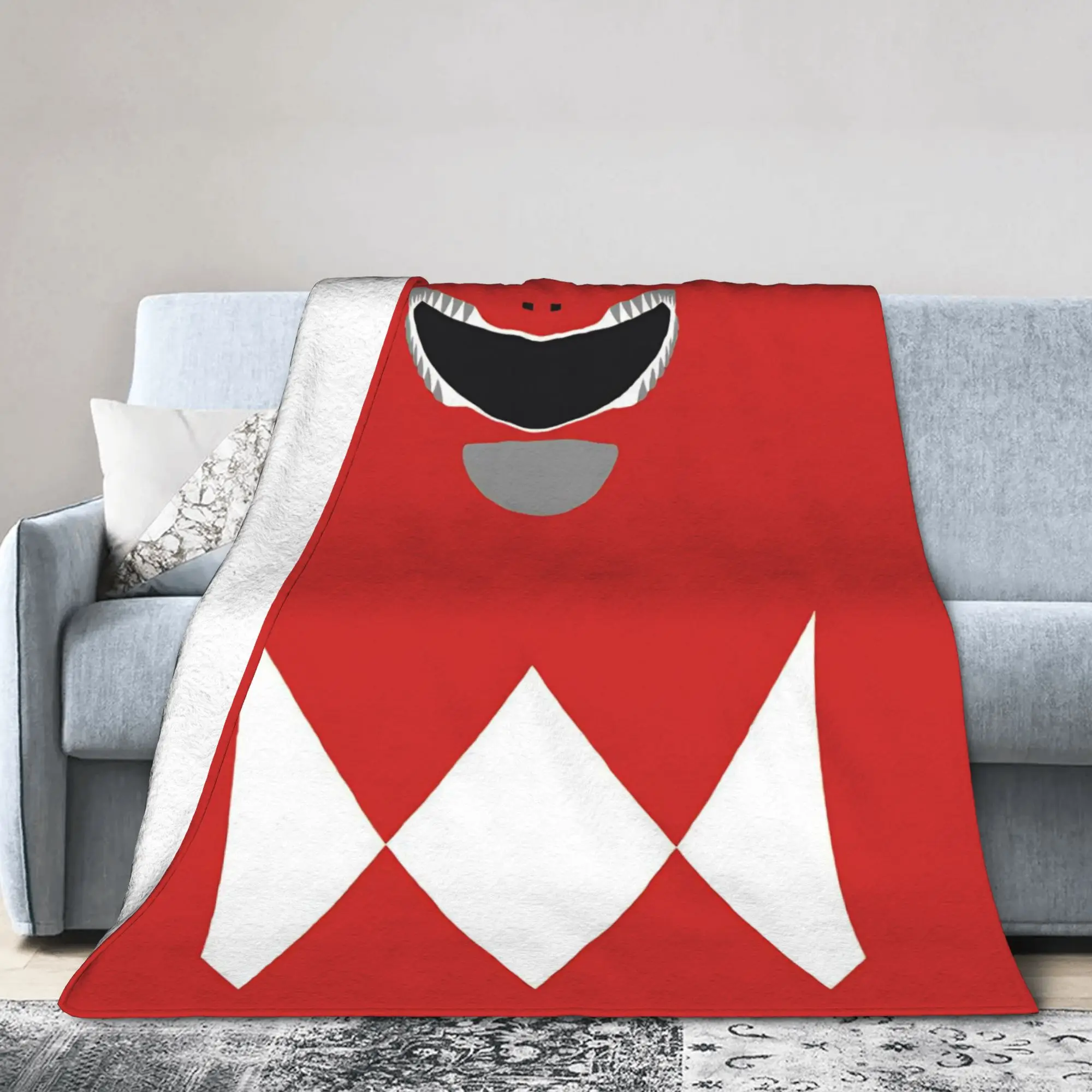 Red Ranger Fleece Blankets Power R-Ranger Funny Throw Blankets for Home 200x150cm Bedspread